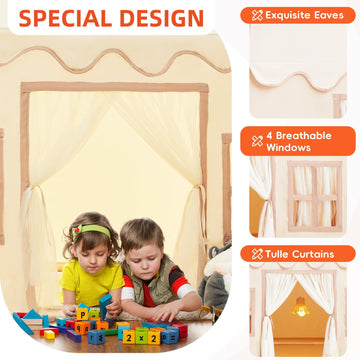 Rongfa Playhouse Play Tent For Kids-Portable With Padded Mat, Star Lights, Carry Bag, Kids Play Tent Indoor & Outdoor, Washable Kids Play House For Toddler