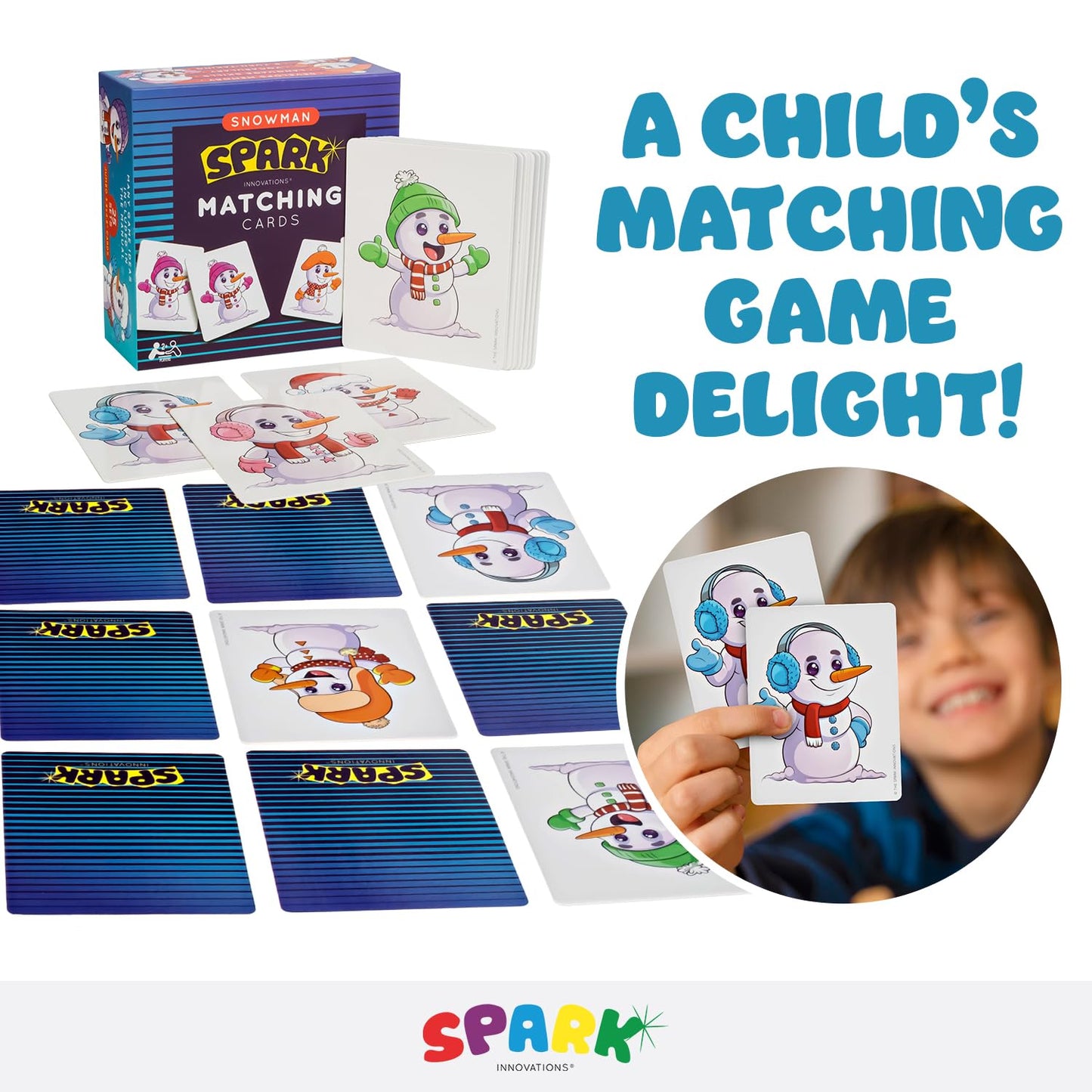SPARK INNOVATIONS Snowman Matching Card Games  Kids Memory Game  Family Fun  Picture Cards  Preschool Activities  Christmas Game  Winter Activities