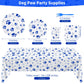 Durony 121 Pieces Blue Paw Print Party Supplies Dog Birthday Tablecloth, Plates, Napkins, Forks And Paper Cups Decorations For P