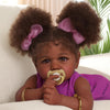 ADFO 22-Inch Reborn Black Baby Doll - Realistic Soft Body, Caramel Skin Tone, Includes Feeding Kit & Toy Accessories for Kids Age 3+