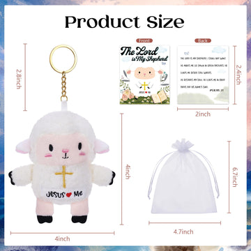 Leyoha Christian Gifts Lamb Stuffed Animal - 12 Pack Baptism Gifts For Girl Boys, Cute Sheep Plush Keychain With Jesus Loves Me