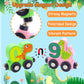 Humerry Dinosaur Toys For Kids 2-4, Wooden Magnetic Train Set, 11 Pcs Number Trains Learning Activities For Kids, Birthday Gifts Infant Development Toys For Boys Girls