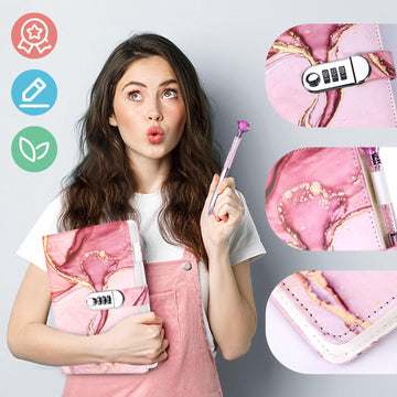 Koogel Diary with Lock for Girls Ages 8-12, A5 Journal with Lock 240 Pages, Kids Locking Secret Diary Writing Journal with Pen,