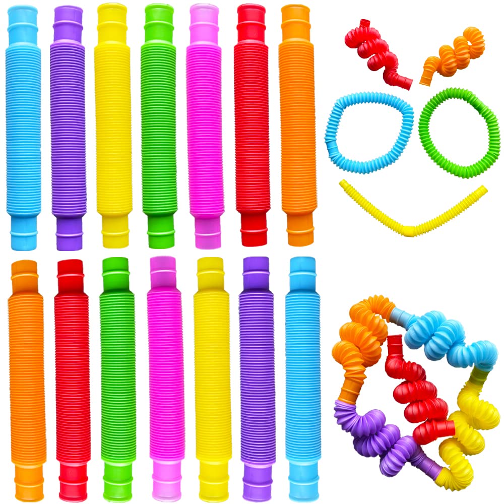 Pop Tubes  14Pack Pop Tube Fidget Toys for Kids and Sensory Toys for Children and mature-themed  Fidget Tubes for Stress and Anxiety Relief  Learning Toys for Toddlers