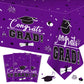 3 Pcs Graduation Tablecloth - Congrats Grad Table Cloth For Class Of 2024, Disposable Plastic Rectangle Grad Table Cover For Graduation Party Decorations 2024 And Party Supplies, 54 X 108 Inch, Purple