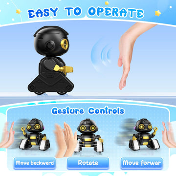 Baiwu Robot Toys For Kids,Rc Robot With Gesture Sensing & Led Eyes,Star Projector And Music,Boys & Girls Toys For 6+ Age(Black)