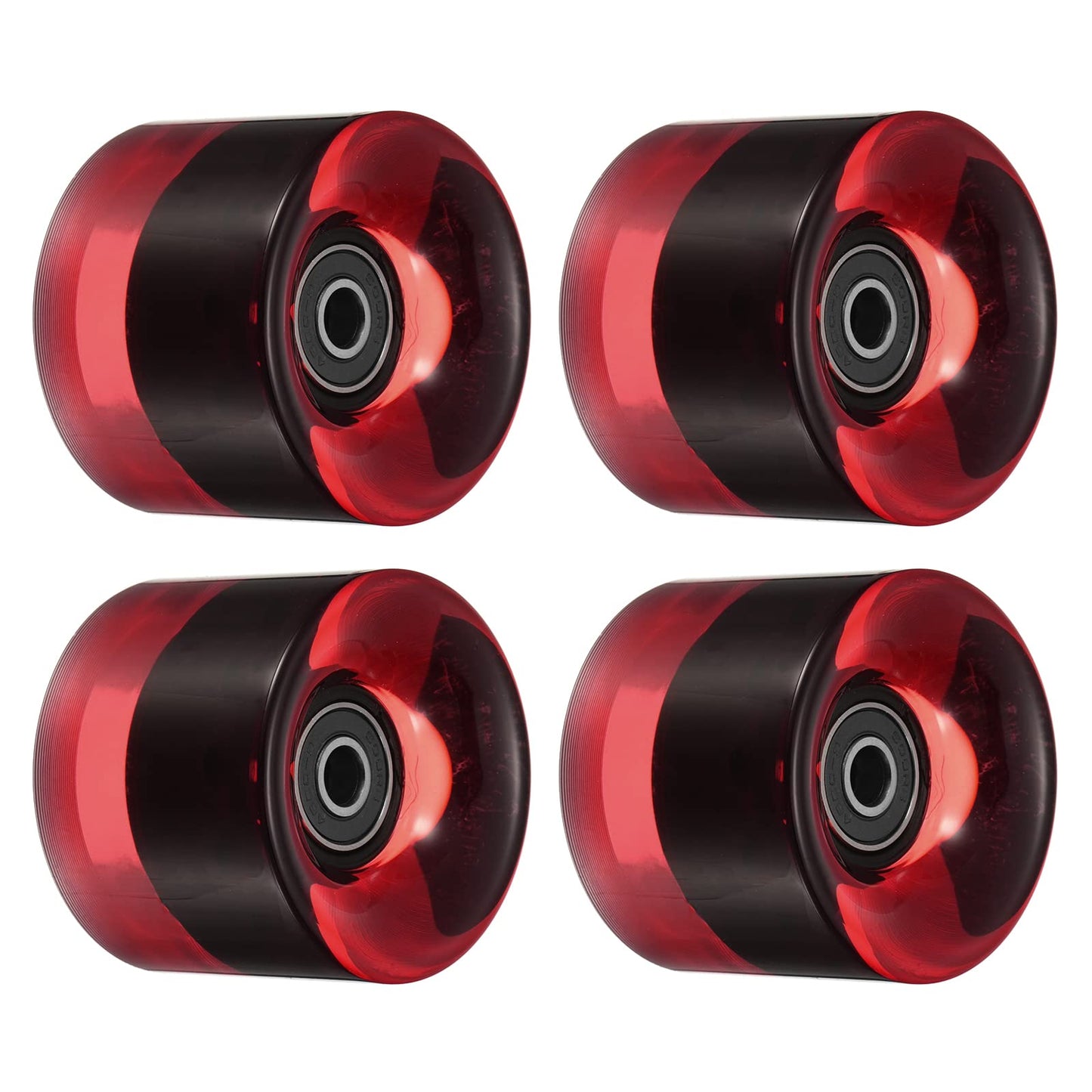 PATIKIL 60mm Longboard Wheels with Bearings ABEC9, 4 Pack Street Wheels for Skateboards Cruiser Wheel Replacement 80A, Clear Re