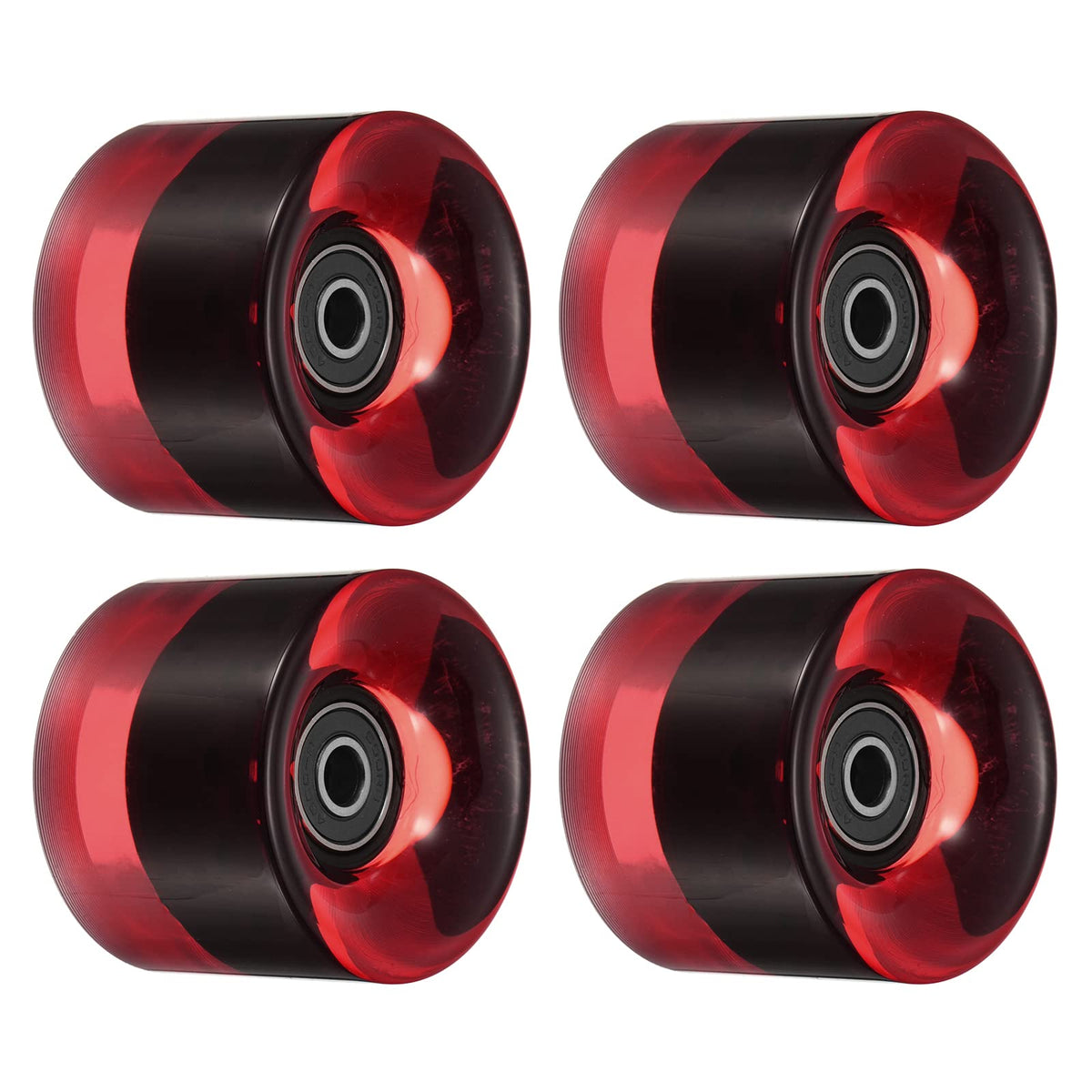 PATIKIL 60mm Longboard Wheels with Bearings ABEC9, 4 Pack Street Wheels for Skateboards Cruiser Wheel Replacement 80A, Clear Re