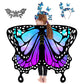 Rektak Butterfly Wings For Girls, Butterfly Costume For Halloween Party Kids Fairy Wing With Mask And Headband(Purple Blue-1)