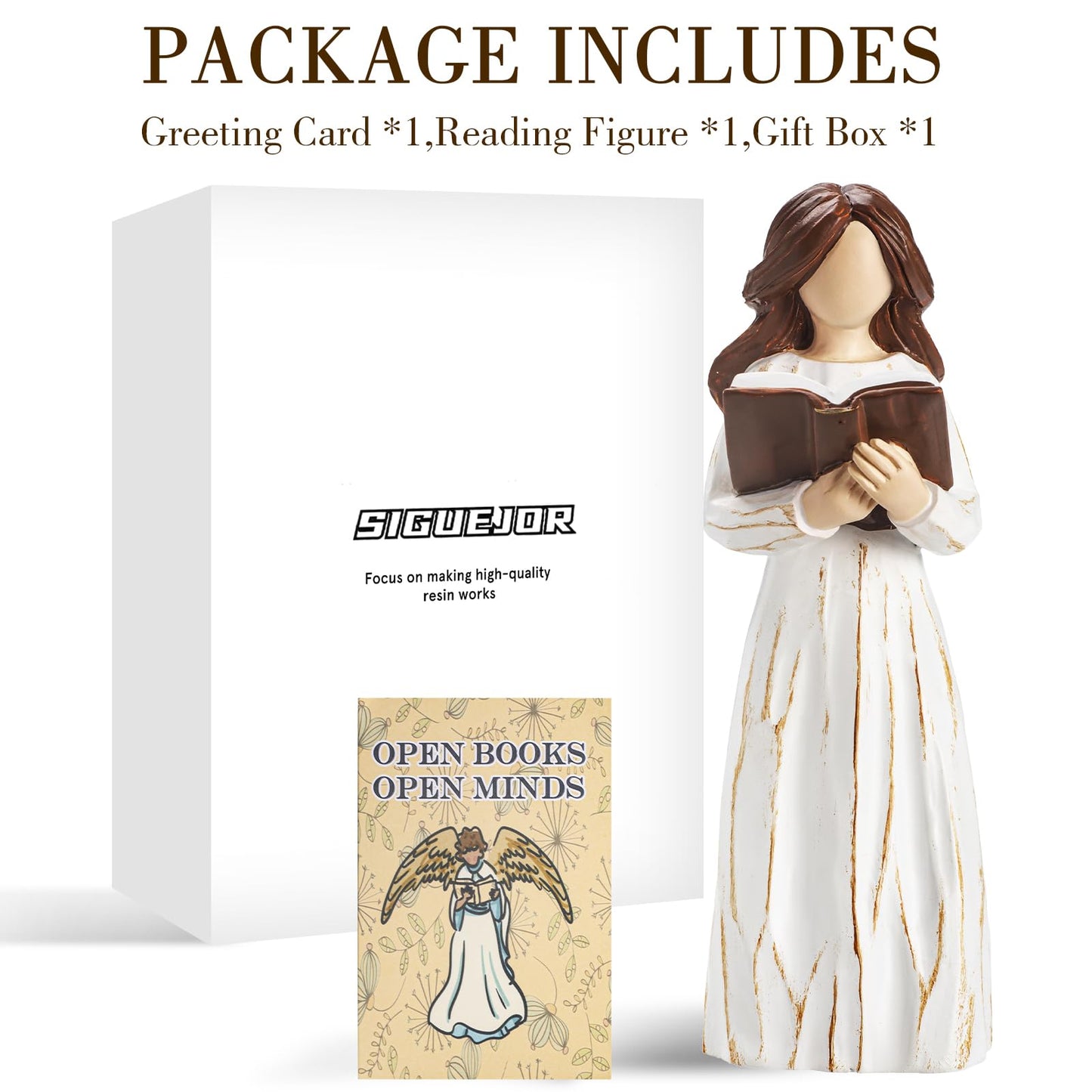 Siguejor Hand-Painted Resin Sculpture - Book Lover'S Gift | Perfect For Graduates, Students, Teachers, And Caregivers | Unique L