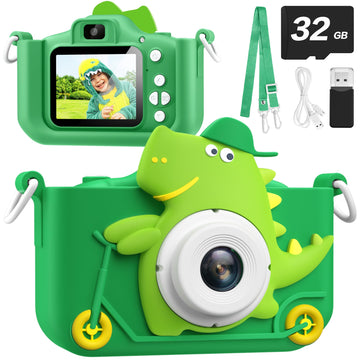 Upgrade Dinosaur Kids Camera For 3-12 Year Old Boys Girls, Christmas Birthday Gifts For Kids, 1080P Hd Kids Digital Video Camera