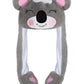 YOYTOO Plush Novelty Animal Hat with Ears Moving Jumping Pop Up Beating Plush Dress Up, One Size Fits All Adults & Children (Koa