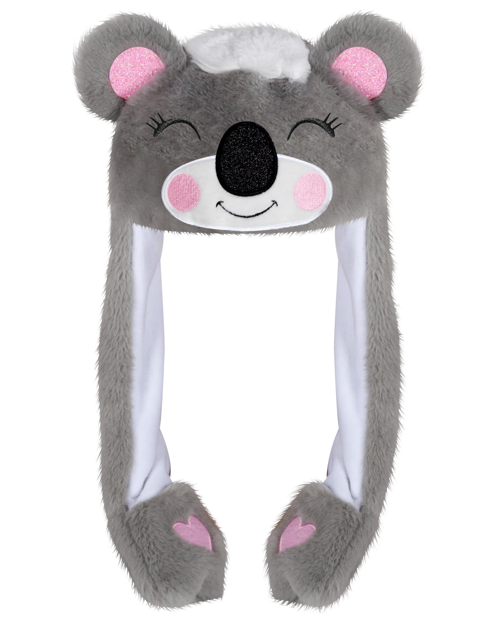 YOYTOO Plush Novelty Animal Hat with Ears Moving Jumping Pop Up Beating Plush Dress Up, One Size Fits All Adults & Children (Koa