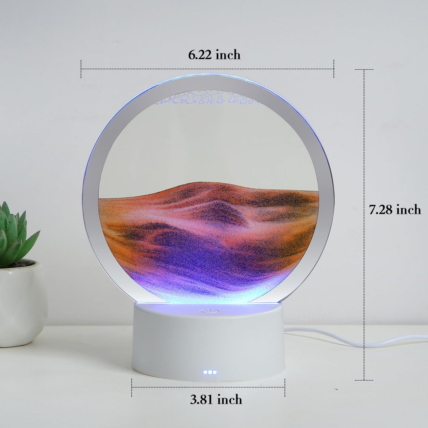 Kpnuwn Moving Sand Art Liquid Motion, 3D Deep Sea Sandscape Color Quicksand Decor, Round Glass Moving Sand Art Picture Relaxing