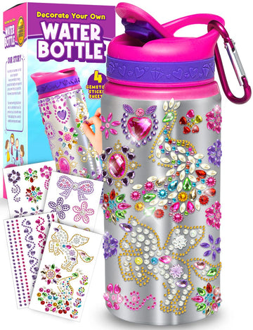 Purple Ladybug Decorate Your Own Water Bottle Kit For Girls - Easter Basket Stuffers For Kids, Easter Basket Essentials, Gifts For Girls Ages 5-8-10 Years Old Birthday, Unicorn Arts And Crafts