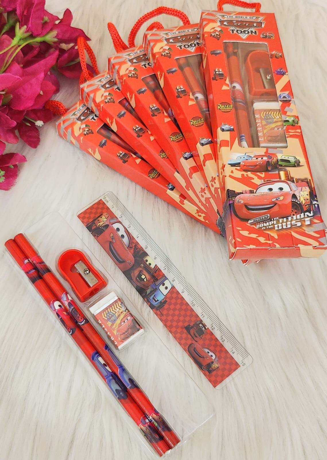 Tera 13 Return Gfts For Boys Stationary Set (6 Pcs) Car Theme Stationary Kit Set, School Stationary Items Pencil Eraser Sharpene