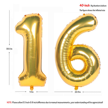 40 Inch Gold Number Balloons Helium Foil Mylar Balloon Birthday Party Banquet Decoration 16