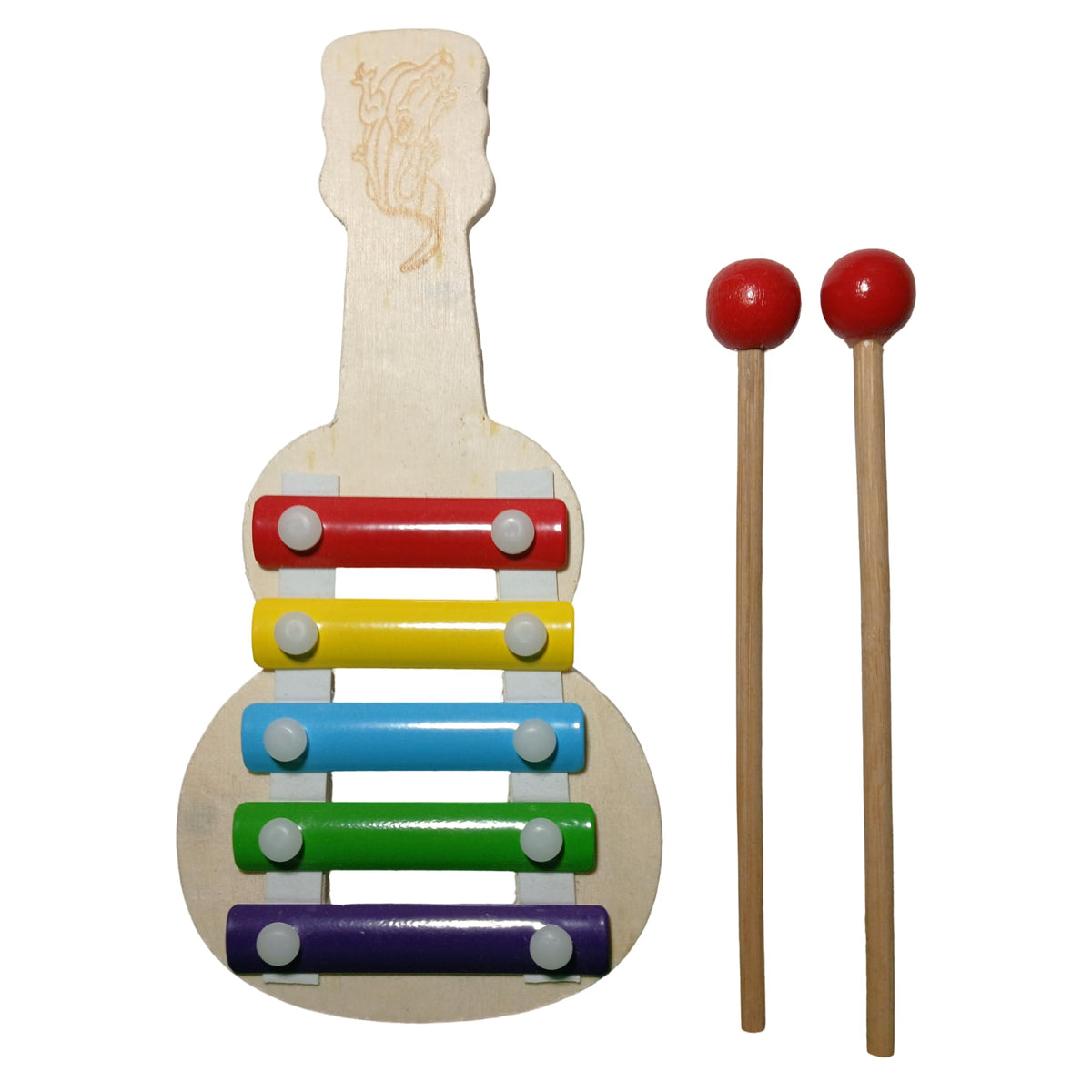 Wooden Guitar Xylophone Toy  5Note Musical Instrument For Toddlers & Kids, Perfect Toddler Gift