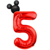Lebery 40 Inch Mouse Number 5 Balloon Mini Mouse Head Balloon, Black Red Number 5 Balloon, Mouse Clubhouse Birthday Balloon For 5Th Birthday Party Baby Shower Anniversary Supplies