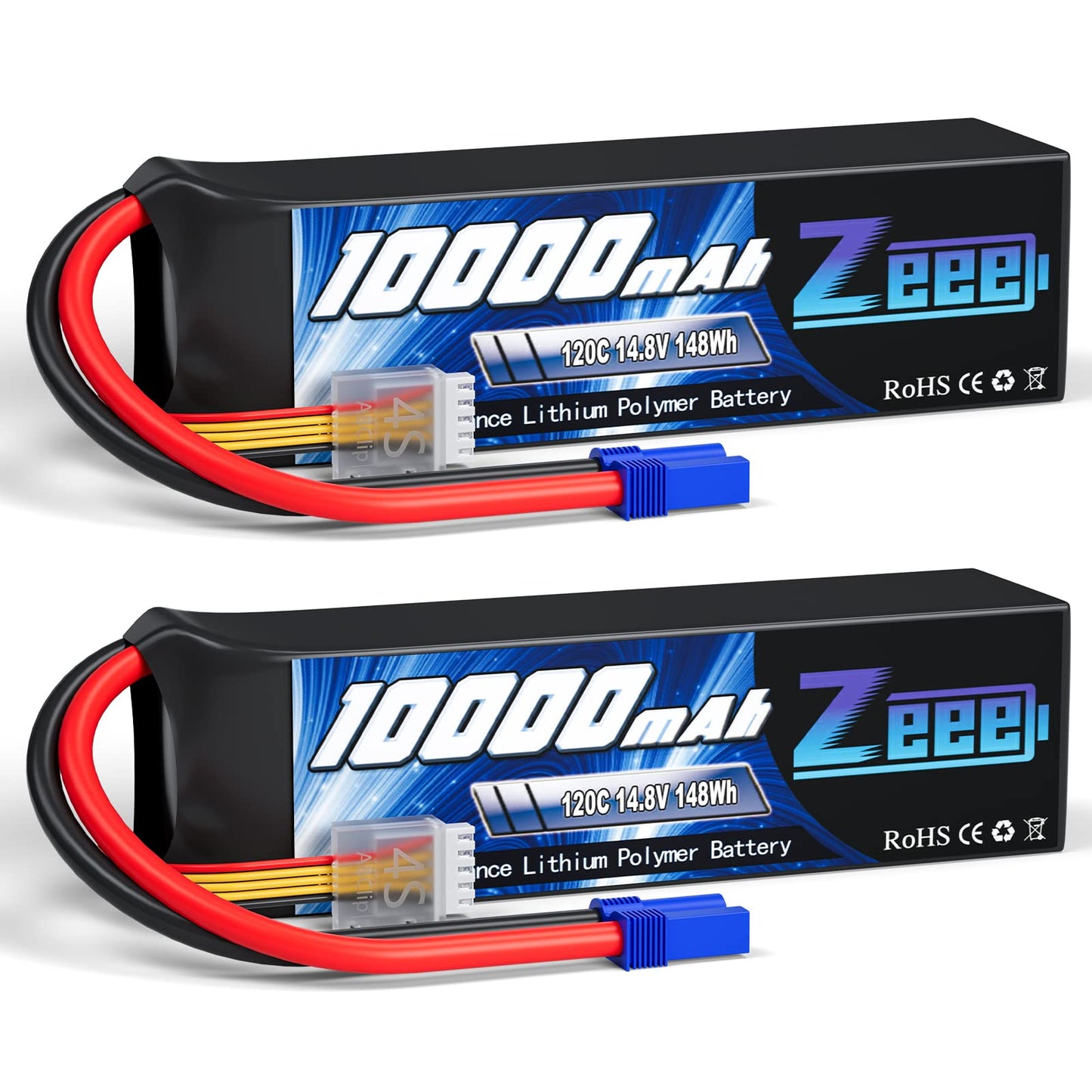 Zeee 4S Lipo Battery 10000mAh 14.8V 120C with EC5 Connector Soft Case RC Battery Compatible with Xmaxx RC Car Truck Tank Racing 