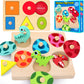 Sierliky Wooden Peg Puzzle For Toddlers,Montessori Toys For Kids,Wooden Learning Color Sorting Shape Puzzles For Boys Girls, Din
