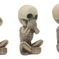 Ebros Gothic Alchemy Whimsical See Hear Speak No Evil Baby Skeletons Statue Set Of Three 4.25' High Halloween Decor Ossuary Graveyard Macabre No Evils Skulls Skeletons Skeletal Figurines