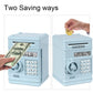 Adevena Electronic Piggy Bank, Mini Atm Password Money Bank Cash Coins Saving Box For Kids, Cartoon Safe Bank Box Perfect Toy Gifts For Boys Girls (Light Blue)