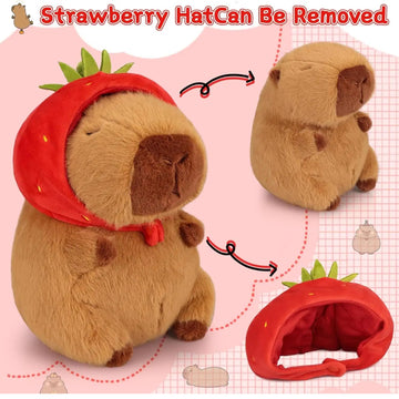Ozif Cute Capybara Plush Kawaii 10 Inch Capybara Stuffed Aniamls Toys With Turtle Backpack, Bread And Strawbery Toys Gifts For B