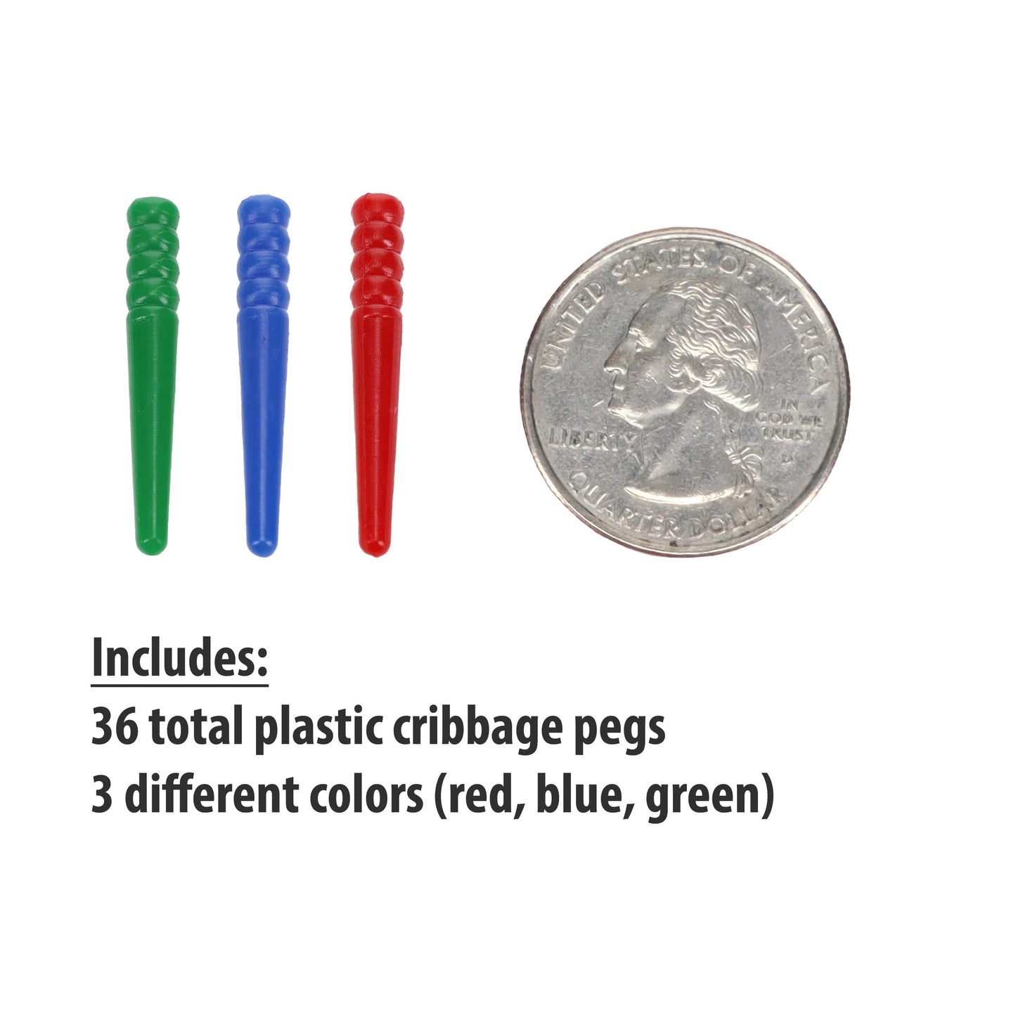 We Games Replacement Plastic Cribbage Pegs, 36 Standard Crib Board Pegs In Assorted Colors, Tapered Pegs For Cribbage Board Games, Bulk Set Cribbage Pegs