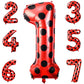 Lunmon 40 Inch Ladybug Large Number 1 Balloon 40 Inch Ladybug Balloon Birthday Decorations Supplies Black Red Polka Dots Ladybir