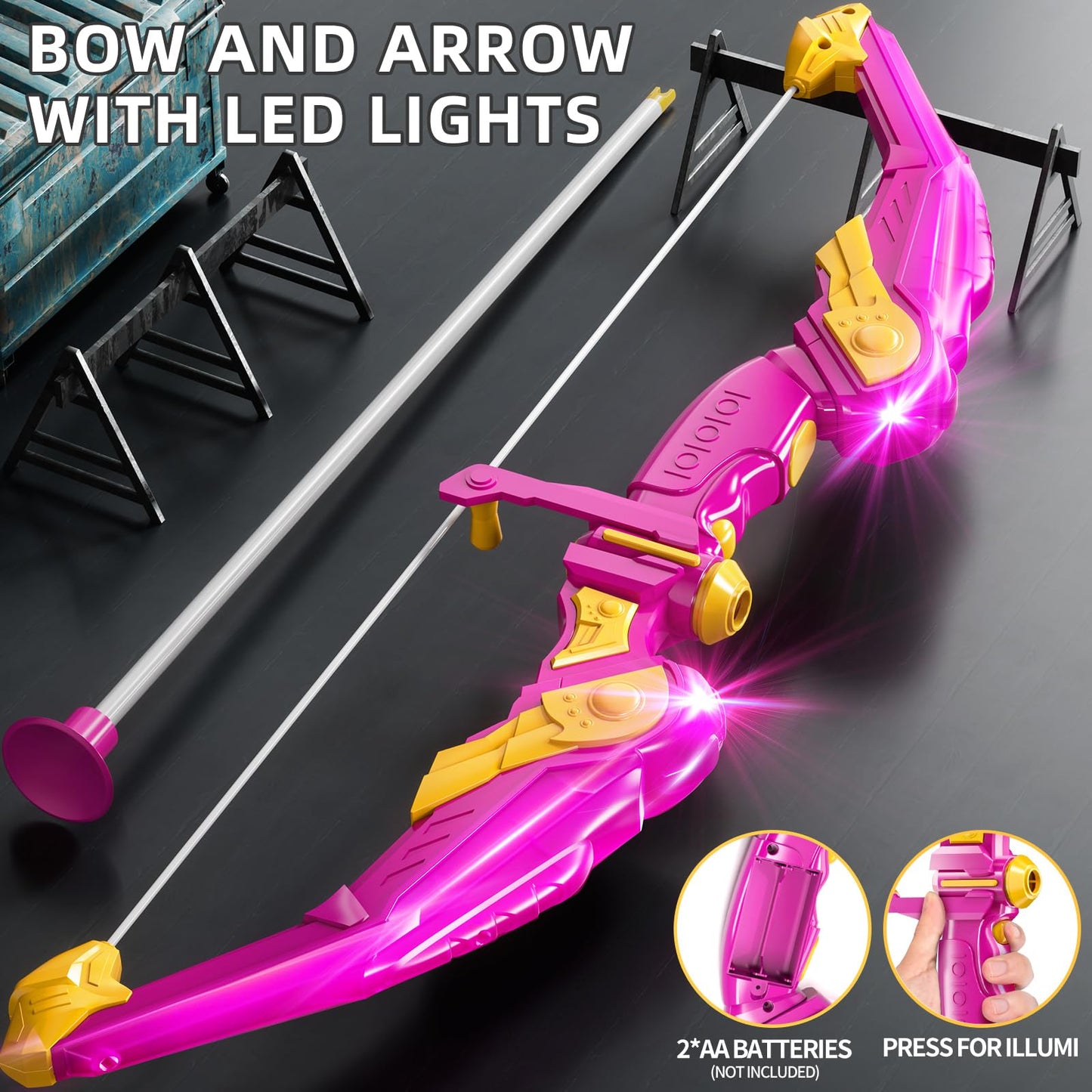 Niplooow Kids Bow And Arrow Set, Led Light Up Archery Toy Set With 10 Suction Cup Arrows,Target & Arrow Quiver, Bow And Arrows S
