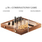A&A 16 Inch Deluxe 3 In 1 Wooden Backgammon Set-Chess Set With Checkers/ 3.0 Inch King Height Staunton Chess Pieces/Walnut Box W/Cherry Wood & Maple Inlay / 2 Extra Queen/Classic Board Games