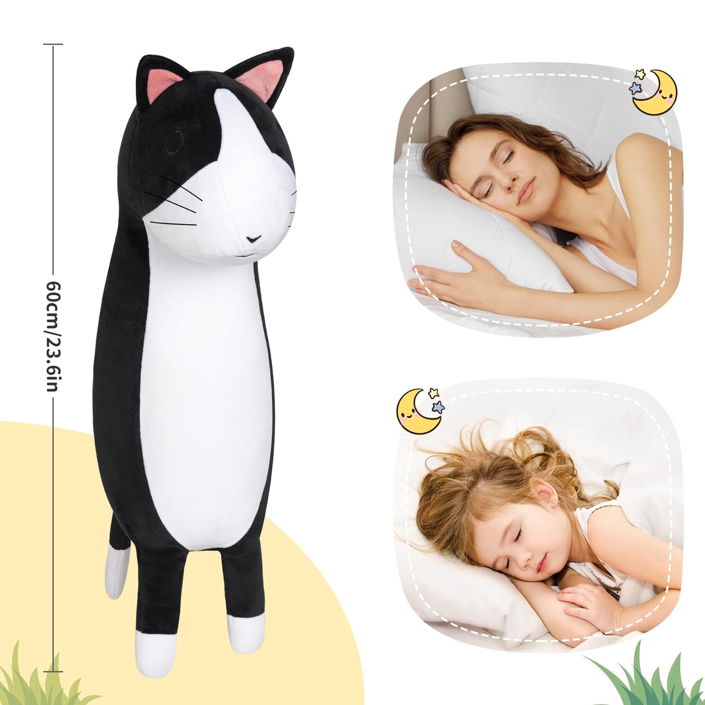 24In Large Cuddly Cat Stuffed Animals, Kawaii Cat Plush, Cute Soft Plushies Cat Animal, Stuffed Cat, Birthday Christmas For Kids, Boys, Girls, Fat Cat Stuffed Toy