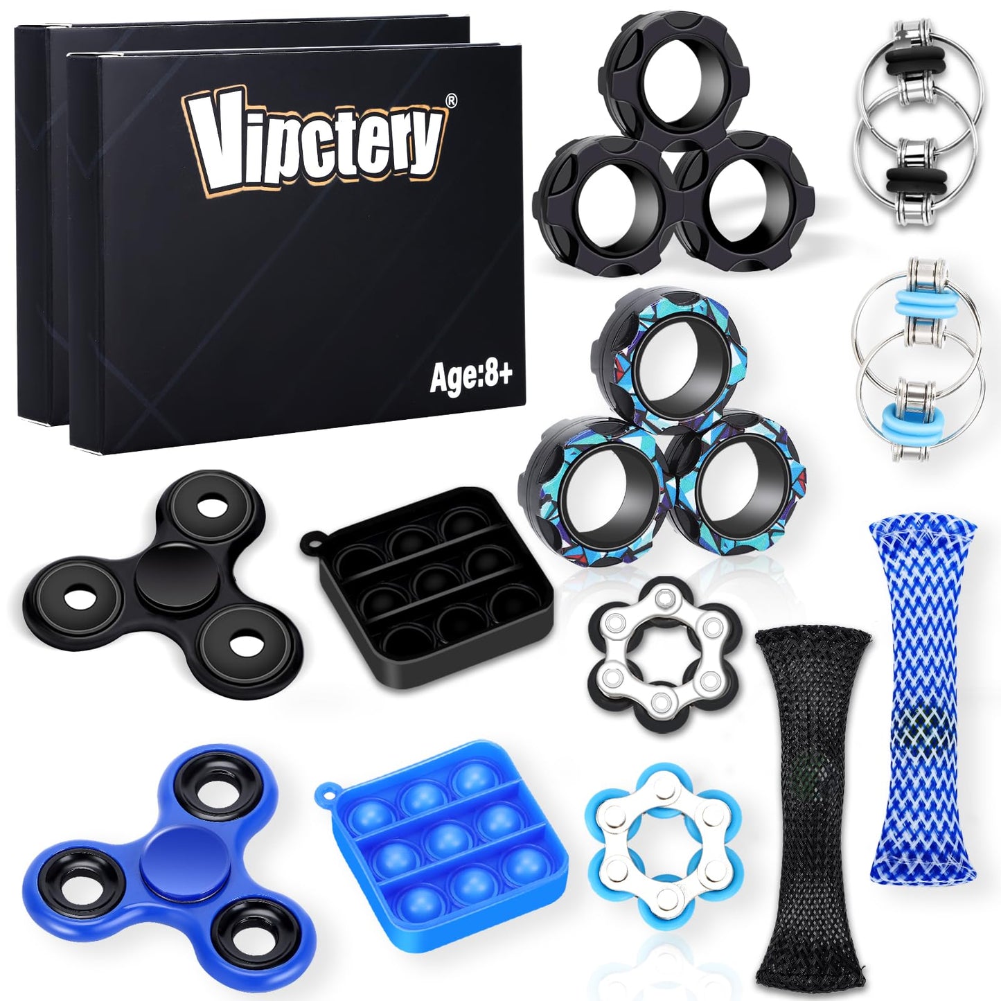 Vipctery 12Pcs Fidget Toys For Kids 8+ Adhd Autism Toys Adults Office Cool Gadgets Desk Toys Fidgets For Classroom Magnetic Ring
