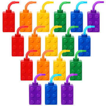Building Blocks Cups 10 Oz Reusable Brick Party Kids Cup Plastic Party Cups With Lids And Straws For Block Birthday Party Suppli