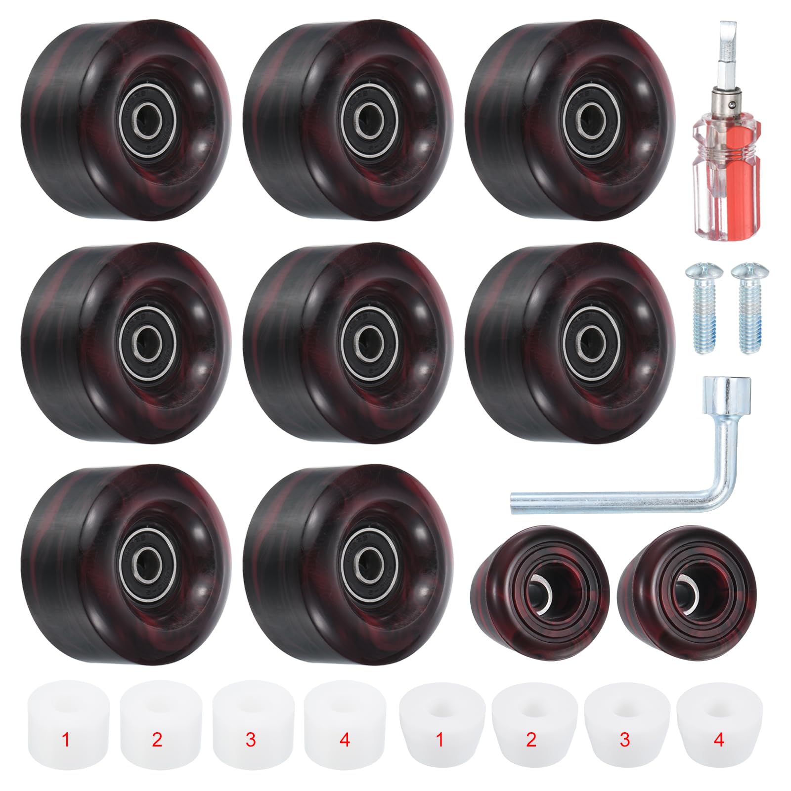 Patikil 8 Pack Roller Skate Wheels Outdoor 58Mmx32Mm Quad Roller Skate Wheels With Abec-9 Bearing, 82A Pu Roller Wheels & 2 Toe 