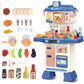 deAO Kids Kitchen Playset 35PCS Play Kitchen Toys Accessories with Sounds Lights,Cooking Stove Steam,Pretend Play for Toddler Ag