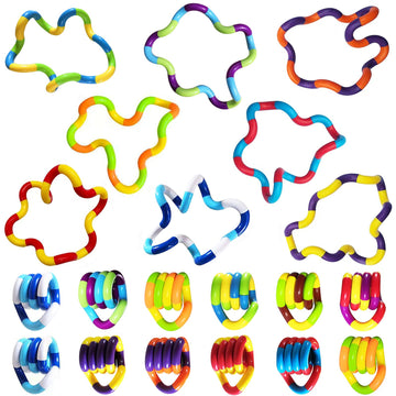 20 Pcs Tangles Fidget Toys,Multicolor Quiet Fidget Toys For Adults,Boys,Girls-Sensory Items For Relaxation,Anxiety Stress Relief,Decompression-Squeeze, Twist, Chain Spinner Alternative Gift (20Pcs)