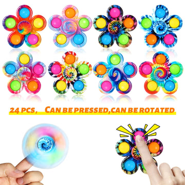 Scione 24 Pack Party Favors Fidget Spinners For Kids 4-8 8-12, Goodie Bags Stuffers For Kids 3-5, Pop Fidget Toys Bulk Classroom Prizes For Girls Boys, Toddler Birthday Party Return Gifts