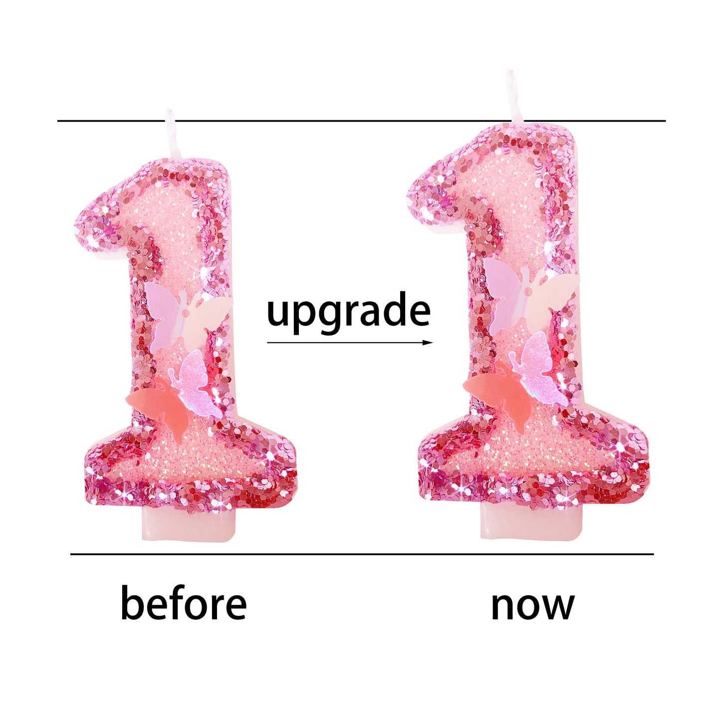 Birthday Candles Number 4,Pink Glitter Happy Birthday Cake Candles Handmade Sequin Numeral Candle