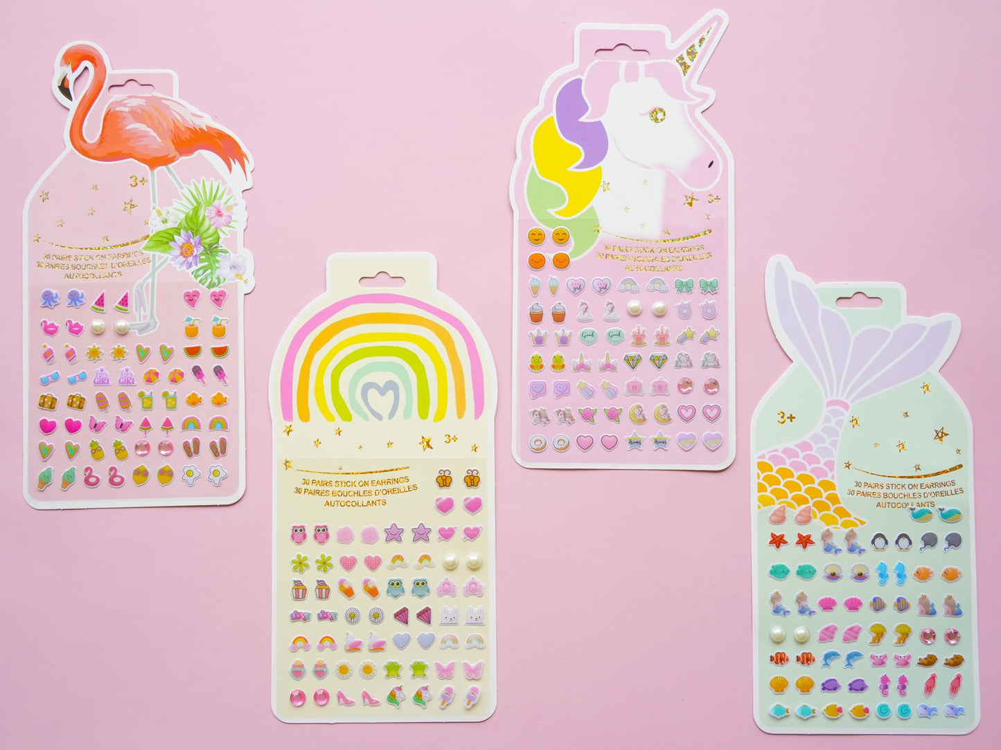 Koutey Stick On Earrings - 3D Unicorn Glitter Stickers, Small, Multicolor, Self-Adhesive Craft Gems
