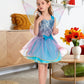 JoyRapt Fairy Costume Dress for Girls 3-10, Fairy Princess Pink Tutu Outfits Butterfly Wings Wand Headband Halloween Gifts(Small