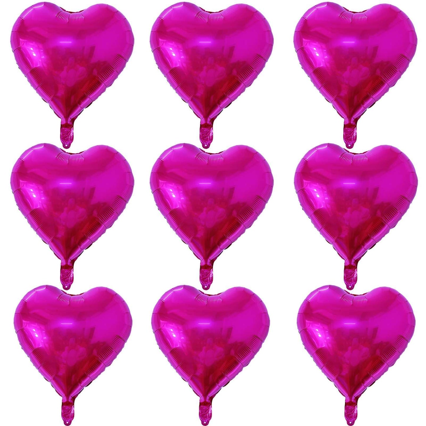 Lovoir 10 Pcs Hot Pink Heart Shape Foil Mylar Balloons 18 Inch Love Balloons For Valentine'S Day Birthday Party Decorations Wedd