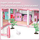 deAO Doll House Dollhouse - 3 Story 9 Rooms Pink DIY Pretend Play Building Playset, Dollhouse Asseccories and Furniture,Gift for