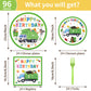 EUOYUFO 96PCS Garbage Trash Truck Plates and Napkins Party Supplies Trash Truck Birthday Party Decorations Waste Management Recy