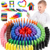 Toy Imagine 240 Pcs Wooden Domino Blocks Set For Kids - Educational Building Blocks In 12 Bright Colors - Toys For Boys & Girls 