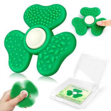 St. Patricks Day Fidget Toys For Kids, Trefoil Hand Sensory Toy For Adults, Green Textured Fidget Spinners For Boys Girls, Offic