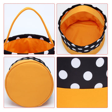Leziazany Halloween Trick or Treat Bag Halloween Candy Bucket Fabric Tote Gift Candy Bag Candy Polka Dot Skull Pumpkin Stripe Ha