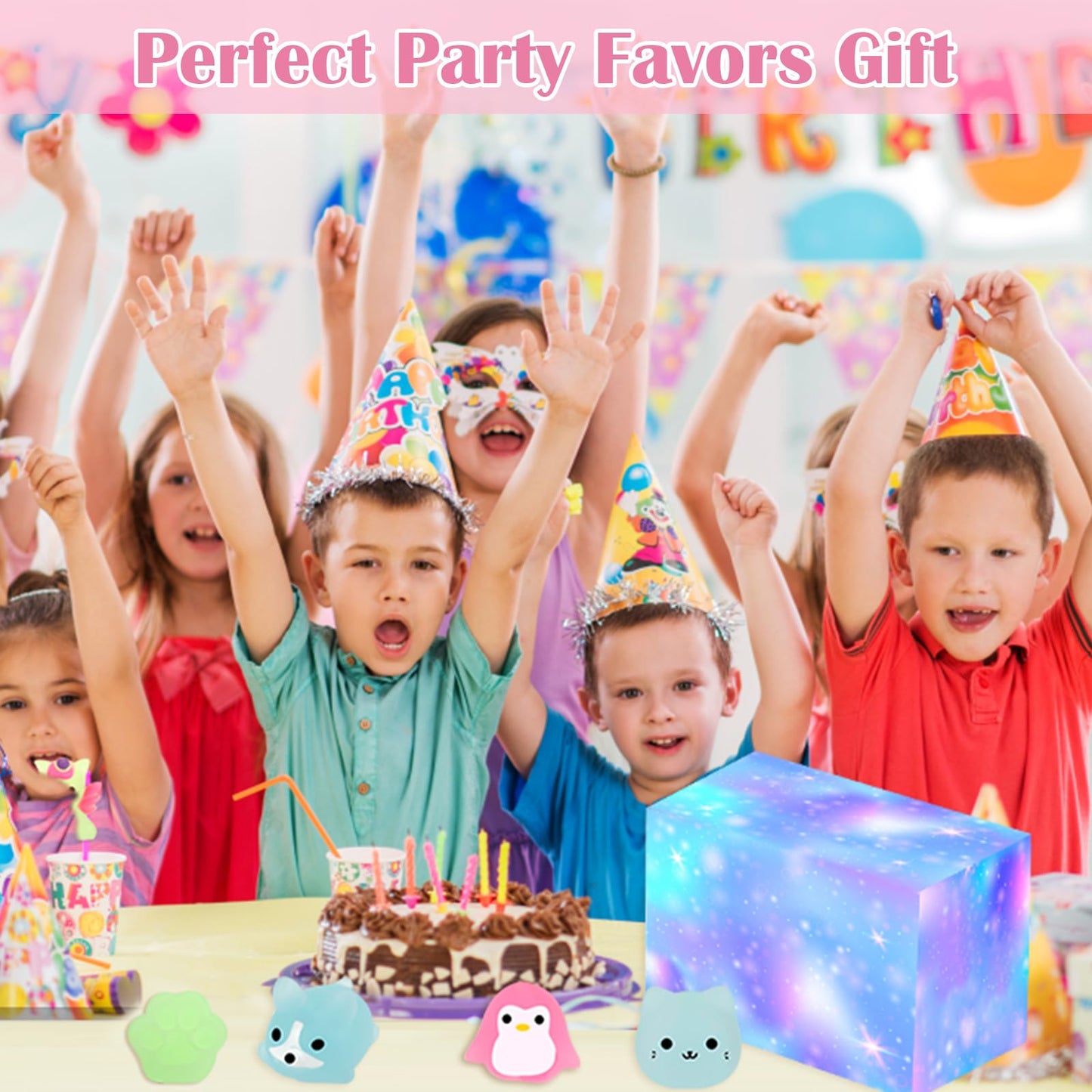 Outee 20 Pcs Mochi Toys Kawaii Animals With Gift Box Glow In The Dark Cute Stress Relief Toy Birthday Party Favors For Kids Girls Boys