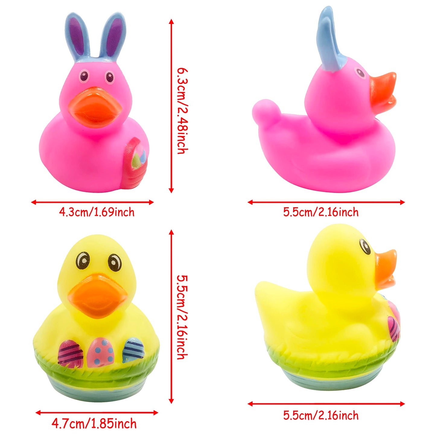 42 Pcs Easter Rubber Ducks,Baby Showers Accessories,Mini 2.16'' Bunny Duckies Bath Toys For Kids Fun Bath, Easter Basket Stuffer